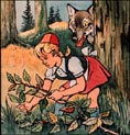 Les petit chaperon rouge cueille des fleures