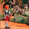 Le petit chaperon rouge et le loup font la course